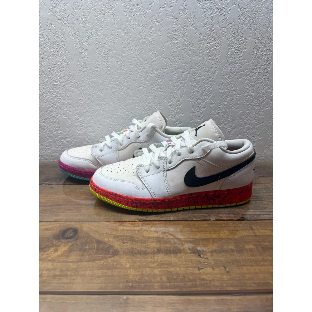 Air Jordan 1 Low GS Multi-color White CV9548-100 Boys 5.5Y